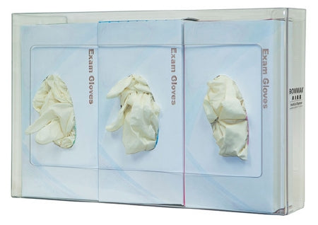 Bowman Manufacturing Narrow Glove Box Holder Horizontal or Vertical Mount 3-Box Clear 2-15/16 X 10-1/8 X 15-15/16 Inch Plastic - GP-073-DISP