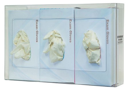 Narrow - Glove Box Holder Horizontal or Vertical Mounted 3-Box Capacity Clear 2-15/16 X 10-1/8 X 15-15/16 Inch Plastic - GP-073