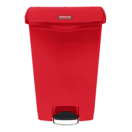 Rubbermaid Slim Jim - Trash Can 18 gal. Rectangular Red Plastic Step On - 1883568