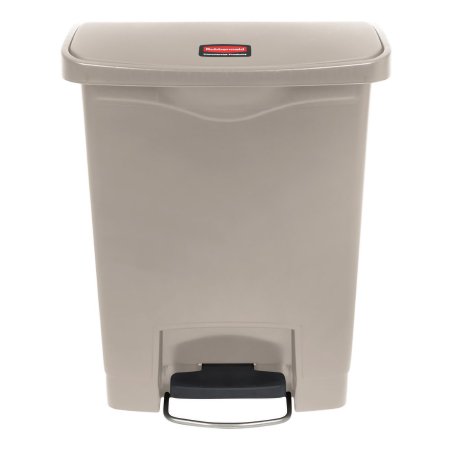 Rubbermaid Slim Jim - Trash Can 8 gal. Rectangular Beige Plastic Step On - 1883456
