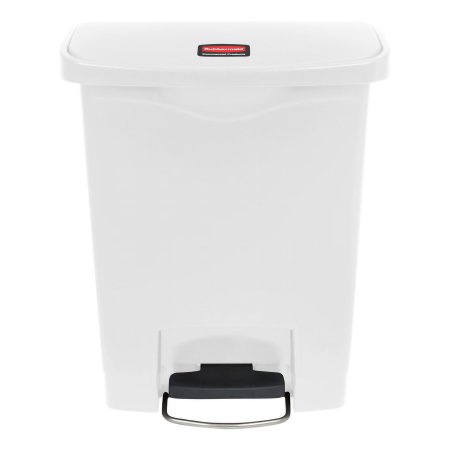 Rubbermaid Slim Jim - Trash Can 8 gal. Rectangular White Plastic Step On - 1883555