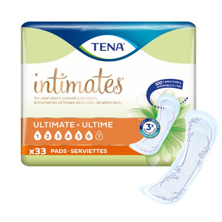 TENA Intimates Ultimate - Bladder Control Pad 16 Inch Length Heavy Absorbency Dry-Fast Core One Size Fits Most Adult Female Disposable - 54305