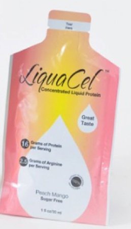 Global Health Products LiquaCel Oral Protein Supplement Peach Mango Flavor 1 oz. Pouch Ready to Use - GH-86