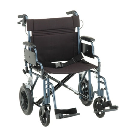 Nova Ortho-Med Transport Chair Aluminum Frame 400 lbs. Weight Capacity Desk Length / Padded / Removable / Reversible Arm Blue - 332B