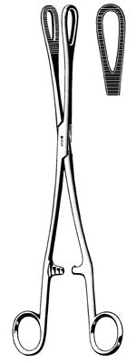 Sklar - Sponge Forceps Rampley 9-3/4 Inch Length OR Grade Stainless Steel NonSterile Ratchet Lock Finger Ring Handle Straight Serrated Fenestrated Teardrop Jaws - 87-2240