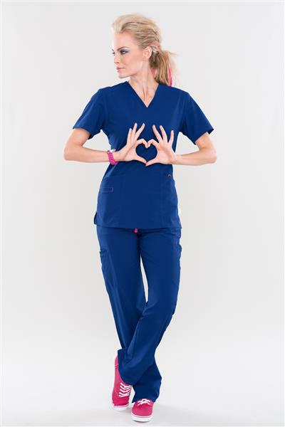 Smitten Rock Goddess - Scrub Shirt Medium Black 5 Pockets Short Sleeve Female - S101002BKPNMED