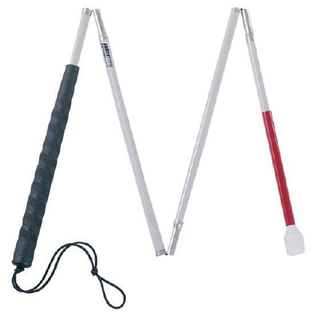 Patterson Medical Supply Folding Cane For The Blind Aluminum 50 Inch Height White / Red - 81023324