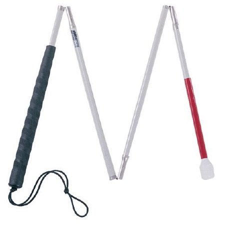 Patterson Medical Supply - Folding Cane For The Blind Aluminum 50 Inch Height White / Red - '427550