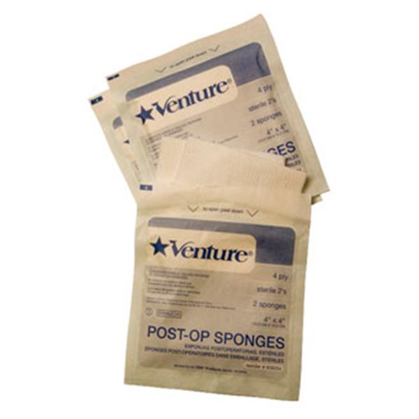 Tidi Products Sponge Post-Op Venture Multi-Layered 4X4" 4 Ply Non-Sterile 100/Package, 20 Pk/Ca - 908244