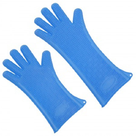 Healthmark Industries Silicone Heat Glove Heat Resistant Glove One Size Fits Most Silicone Blue 13.7 Inch Straight Cuff NonSterile - 9368