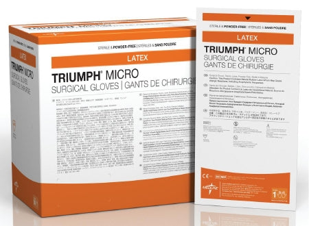 Triumph Micro - Surgical Glove Size 7 Sterile Pair Latex Extended Cuff Length Smooth White Not Chemo Approved - Medline - MSG2370