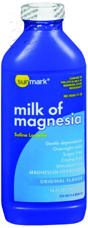 McKesson sunmark Laxative Original Flavor Liquid 16 oz. 400 mg / 5 mL Strength Magnesium Hydroxide - 49348017138