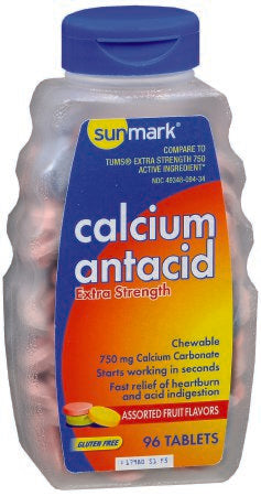 McKesson sunmark Antacid 750 mg Strength Chewable Tablet 96 per Bottle - 49348009434