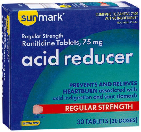 McKesson sunmark Antacid 75 mg Strength Tablet 30 per Box - 49348013644