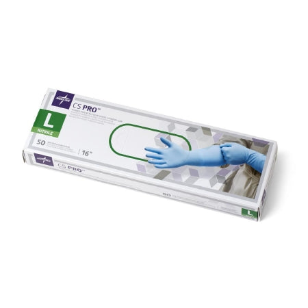 CS Pro - Exam Glove Large NonSterile Nitrile Extended Cuff Length Fully Textured Blue Not Chemo Approved - Medline - CS16L