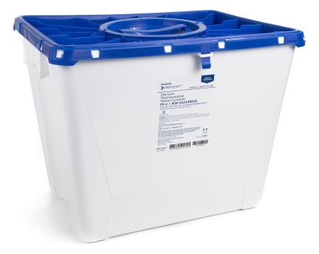McKesson McKesson Prevent Pharmaceutical Waste Container 13-1/2 H X 17-3/10 W X 13 L Inch 8 Gallon White Base / Blue Lid - 2256