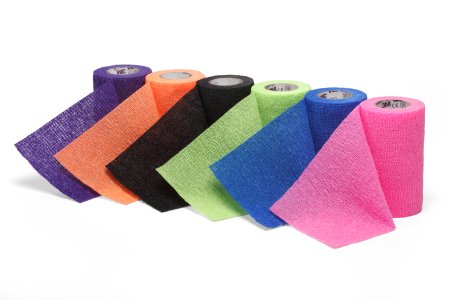 3M Coban LF Cohesive Bandage 5 Inch X 5 Yard Standard Compression Self-adherent Closure Bright Green / Bright Orange / Bright Pink / Purple / Blue / Black NonSterile - 2084C