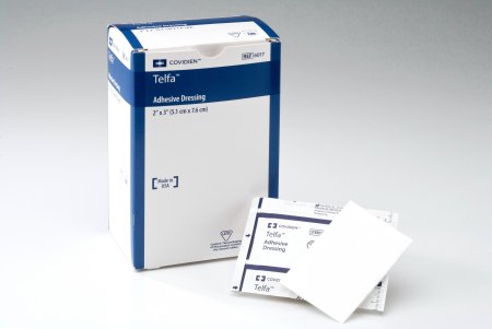 Cardinal Telfa Adhesive Dressing 2 X 3 Inch Film / Cotton Rectangle White Sterile - 6017