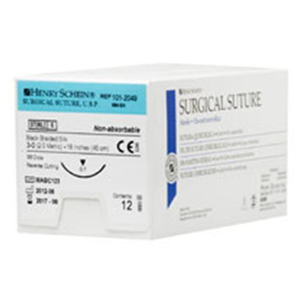 Henry Schein Suture 3-0 Silk C-7 Black 18" Braid 12/Bx - 101-2049