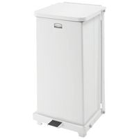 Saalfeld Redistribution Defenders Trash Can 12 gal. Square White Steel Step On - FGST12EPLWH