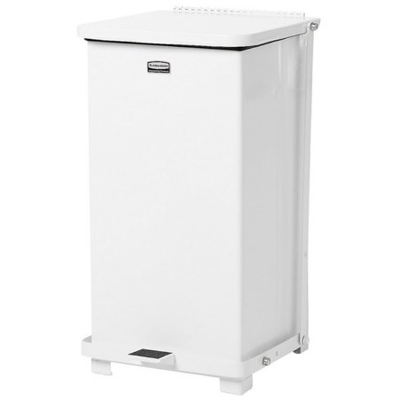 Rubbermaid Defenders - Trash Can 12 gal. Square White Steel Step On - FGST12EPLWH