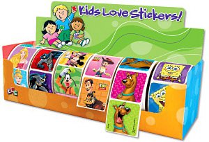Medibadge Kids Love Stickers 100 Per Unit Value Roll Characters Sticker Display Box 3.5 X 3.5 X 11.5 Inch - DB09