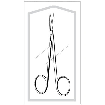 Merit - Iris Scissors 3-1/2 Inch Length Floor Grade Stainless Steel Sterile Finger Ring Handle Straight - 96-2497M