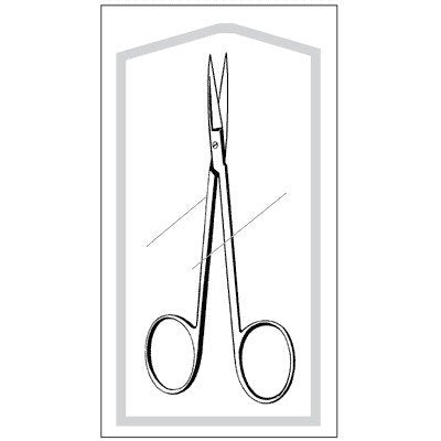 Econo - Iris Scissors 3-1/2 Inch Length Floor Grade Stainless Steel Sterile Finger Ring Handle Straight Sharp Tip / Sharp Tip - 96-2497
