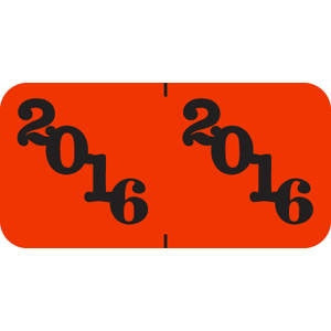 Tabbies Pre-Printed Label Chart Tab 2016|2016 Orange 3/4 X 1-1/2 Inch - 90516