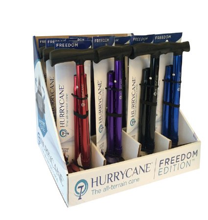 HurryCane Freedom Edition - Folding Cane Aluminum 30-1/2 to 37-1/2 Inch Height Red - HCANE-RD-C2