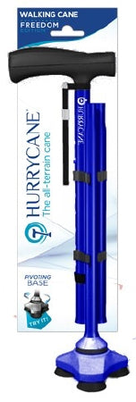 Drive Medical HurryCane Freedom Edition Folding Cane Aluminum 30-1/2 to 37-1/2 Inch Height Blue - HCANE-BL-C2
