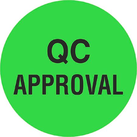 Uline - Pre-Printed Label Advisory Label Black QC APPROVAL Black Quality Control Label 1 Inch - S-11399
