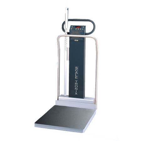 Scale-Tronix - Column Scale with Handrail Digital Display 800 lbs. / 360 kg Capacity Chrome Battery Operated - 5002-XX-X