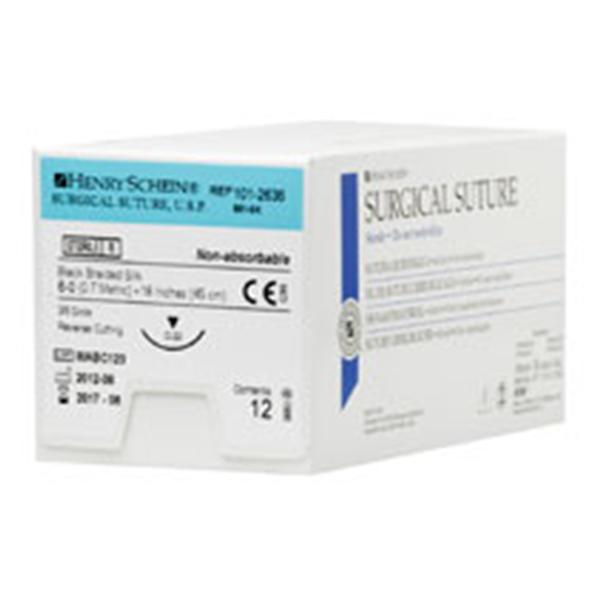 Henry Schein Suture 6-0 Silk C-22 Black 18" Braid 12/Bx - 101-2636
