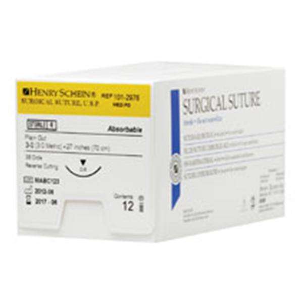 Henry Schein Suture 3-0 Plain Gut C-6 Beige 27" Monofilament 12/Bx - 101-2976