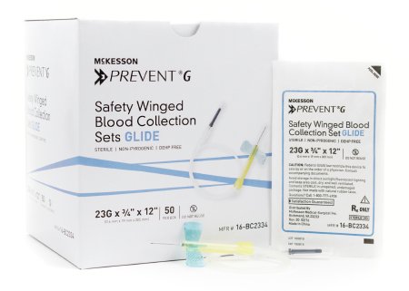 McKesson McKesson Prevent G Blood Collection Set 23 Gauge 3/4 Inch Needle Length Safety Needle 12 Inch Tubing Sterile - 16-BC2334