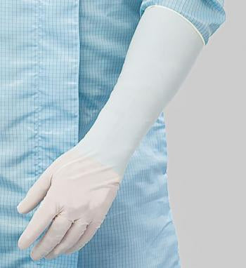 Fisher Scientific BioClean Nerva Extra Length Cleanroom Glove Medium Nitrile White 16 Inch Beaded Cuff NonSterile - 19668002