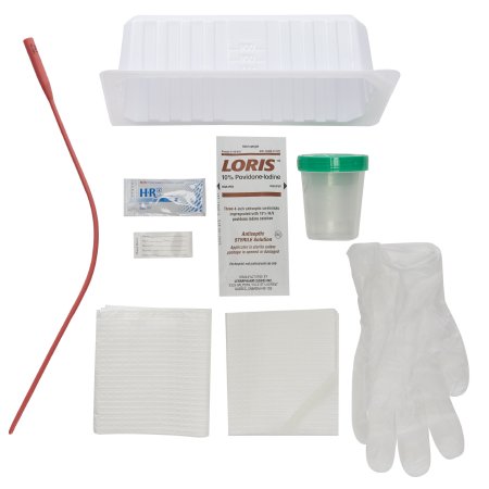 McKesson - Intermittent Catheter Tray Urethral 14 Fr. Without Balloon Red Rubber - 16-232