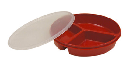 Fabrication Enterprises FabLife Partitioned Scoop Plate Red Reusable Plastic 8 Inch Diameter - 62-0131