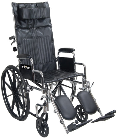 Drive Medical Chrome Sport Reclining Wheelchair Desk Length Arm Removable Arm Style Mag Wheel 20 Inch Seat Width 350 lbs. Weight Capacity - CS20RBDDA