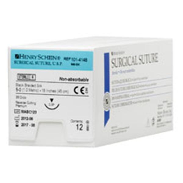 Henry Schein Suture 5-0 Silk C-3 Black 18" Braid 12/Bx - 101-4148
