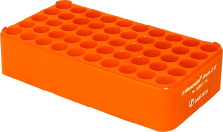 S-Monovette - Block Rack Test Tube Rack 50 Place 17 mm Tube Size Orange 1-3/4 X 4-1/3 X 8-1/4 Inch - 93.852.175