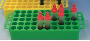 S-Monovette - Block Rack Test Tube Rack 50 Place 12 mm Tube Size Green 1-3/4 X 3-1/8 X 6 Inch - 93.854.123