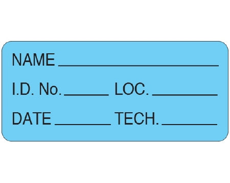 Shamrock Scientific Shamrock Pre-Printed / Write On Label Communication Fill In NAME _____ / I.D. No. _____ LOC. _____ / DATE _____ TECH. _____ Blue 1 X 2-1/4 Inch - UPCR-6075