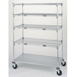 Super Adjustable - Exchange Cart Chrome 24 X 48 X 69 Inch 4 Wire Shelves, One Solid Shelf, Chrome Plated - ECM55XA