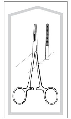 Merit - Hemostatic Forceps Kelly 5-1/2 Inch Length Mid Grade Stainless Steel Sterile Ratchet Lock Finger Ring Handle Straight Blunt Serrated Tips - 96-2561M