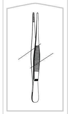 Merit - Dressing Forceps 5-1/2 Inch Length Mid Grade Stainless Steel Sterile NonLocking Thumb Handle Straight Blunt Serrated Tips - 96-2670M
