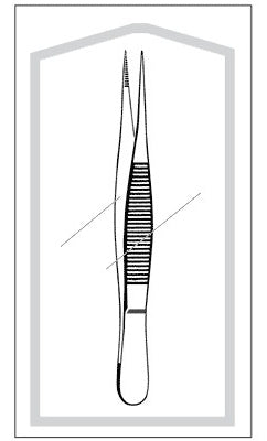Merit - Splinter Forceps 4-1/2 Inch Length Mid Grade Stainless Steel Sterile NonLocking Thumb Handle Straight Serrated Fine Point Tip - 96-2412M