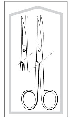 Merit - Operating Scissors 5-1/2 Inch Length Office Grade Stainless Steel Sterile Finger Ring Handle Curved Sharp Tip / Blunt Tip - 96-2526M