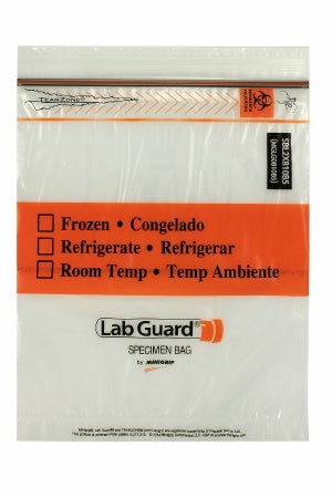 Minigrip Lab Guard with TearZone Specimen Transport Bag with Document Pouch 8 X 10 Inch Polyethylene Biohazard Symbol / Storage Instructions Zip Closure NonSterile - SBL2X810B